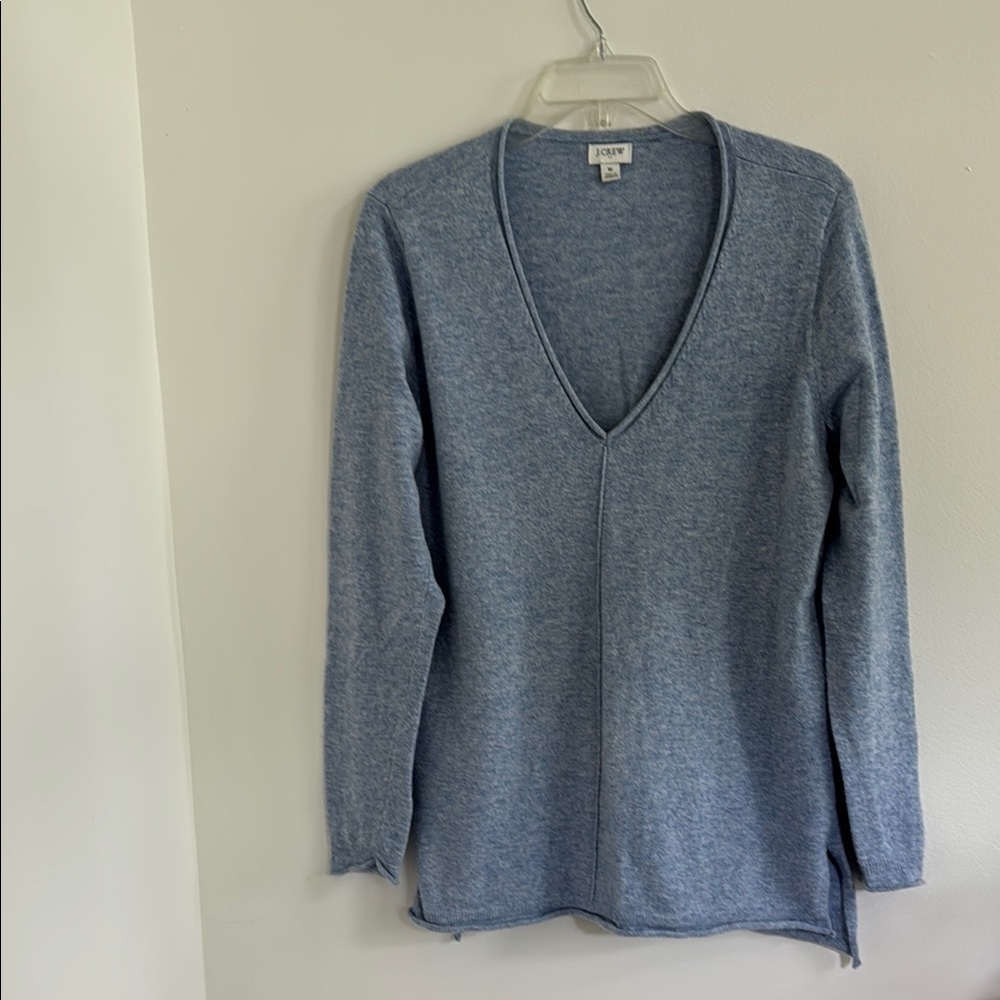J. Crew Blue V-Neck Sweater Lightweight Knit
